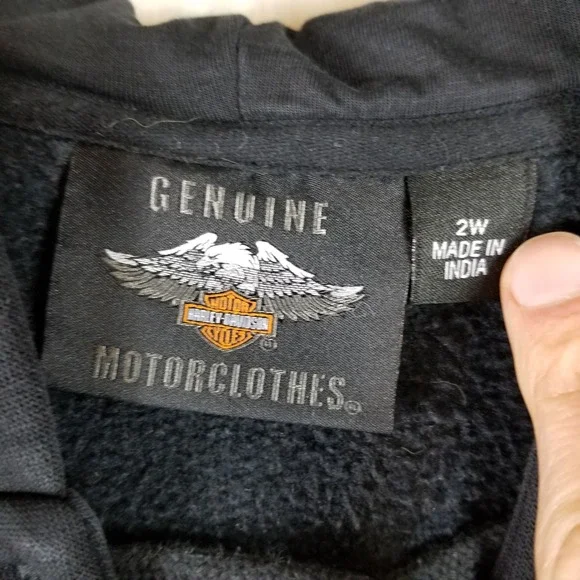 Harley-Davidson Womens Black Lace Up Hoodie Script Back Logo Sweatshirt 2X - Picture 3 of 7